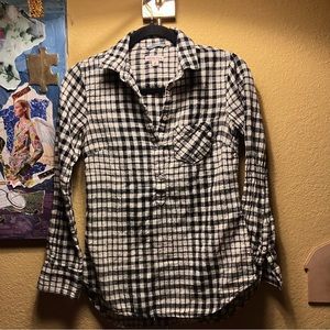 Merona Black and White Plaid Long Sleeve